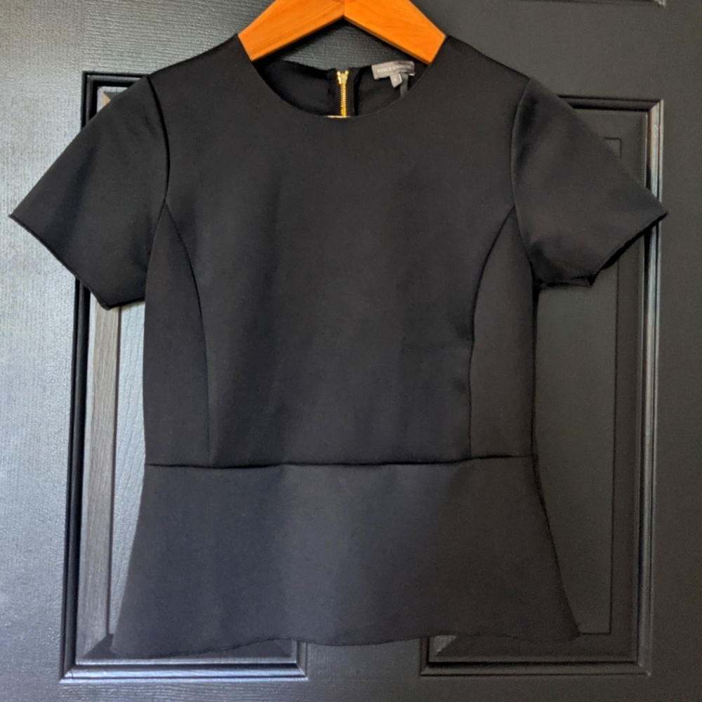 Vince Camuto Black Peplum Top- Size Small